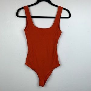 NWT Ribbed Rust Scoop Neck Tank Top Snap Bodysuit